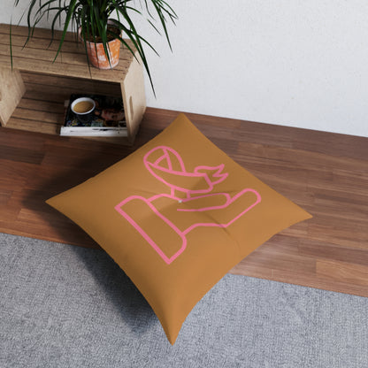 Tufted Floor Pillow, Square: Fight Cancer Lite Brown