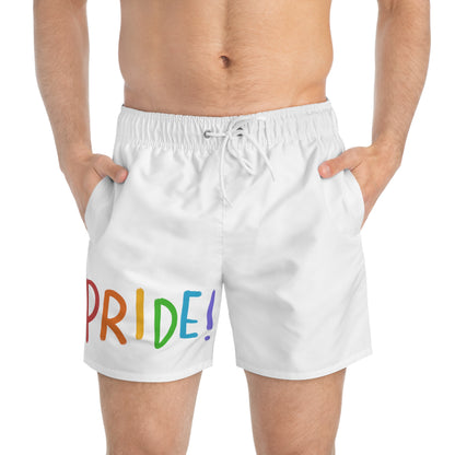 Swim Trunks: LGBTQ Pride White