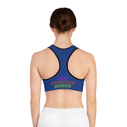 Sports Bra: Crazy Penguin World Logo Dark Blue