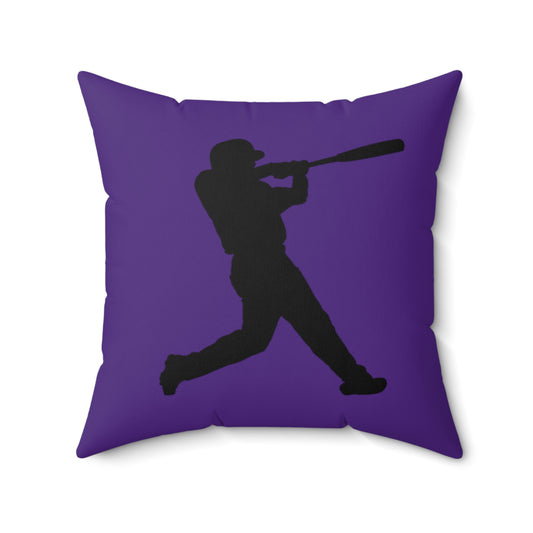 Spun Polyester Square Pillow: Baseball Purple