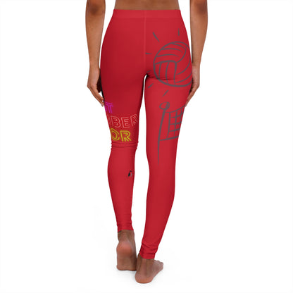 Women's Spandex Leggings: Volleyball Dark Red