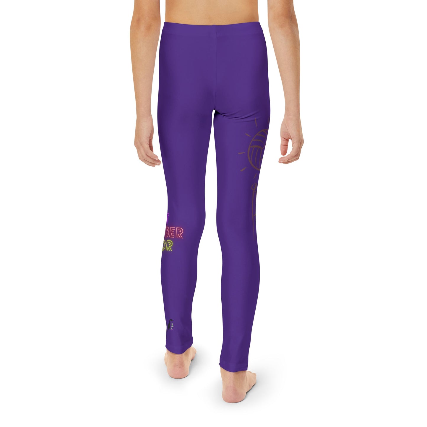 Youth Full-Length Leggings: Volleyball Purple