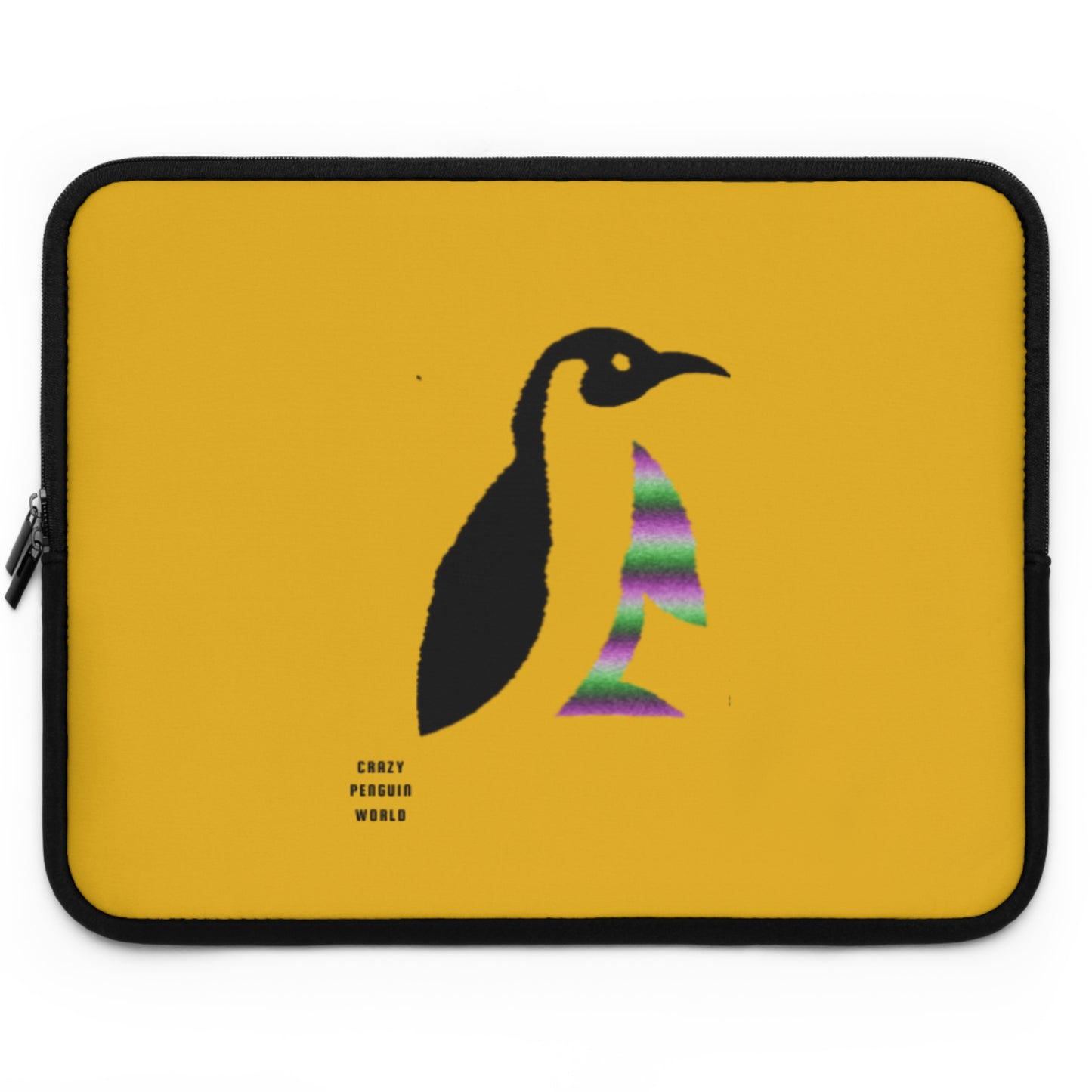 Laptop Sleeve: Crazy Penguin World Logo Yellow