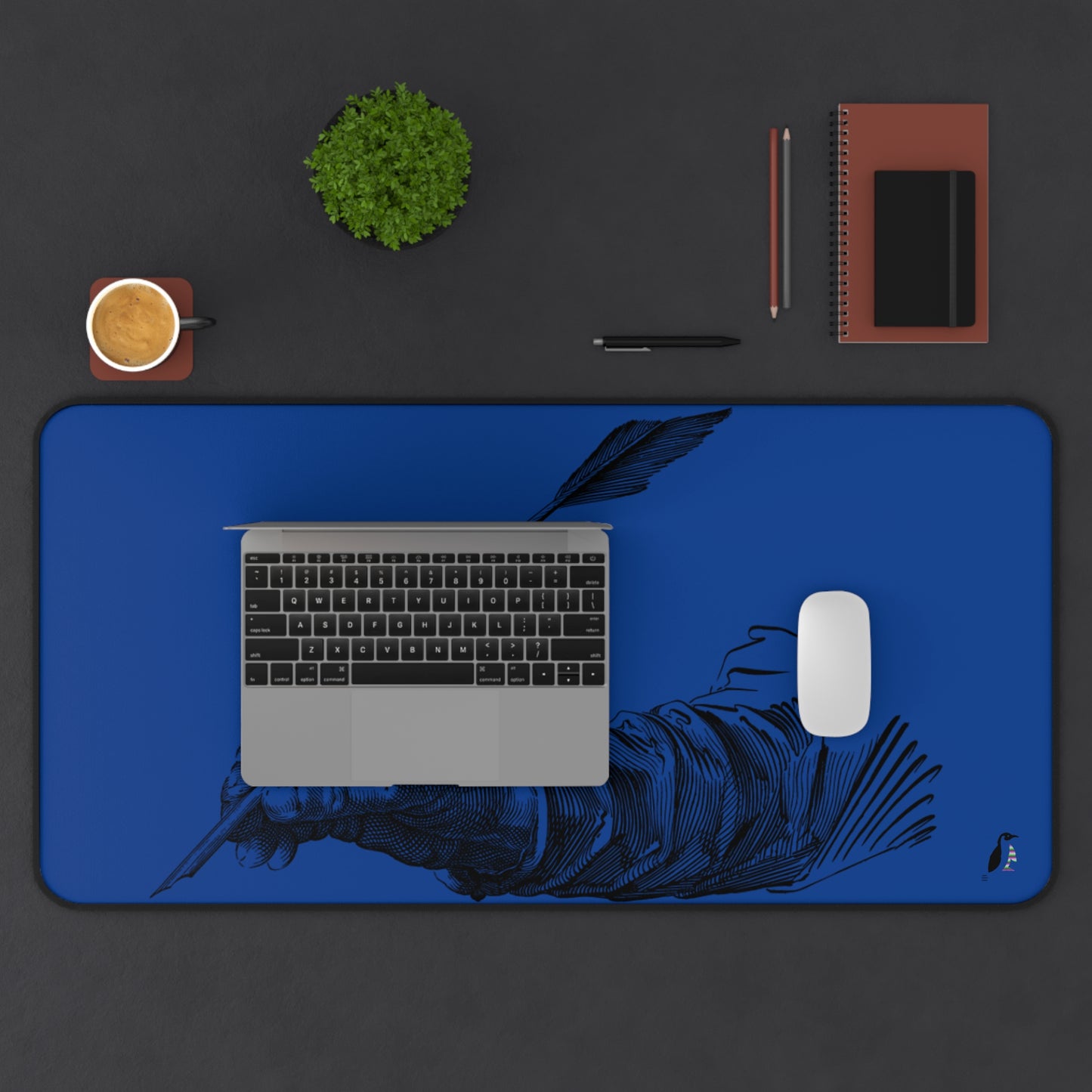 Desk Mat: Writing Dark Blue