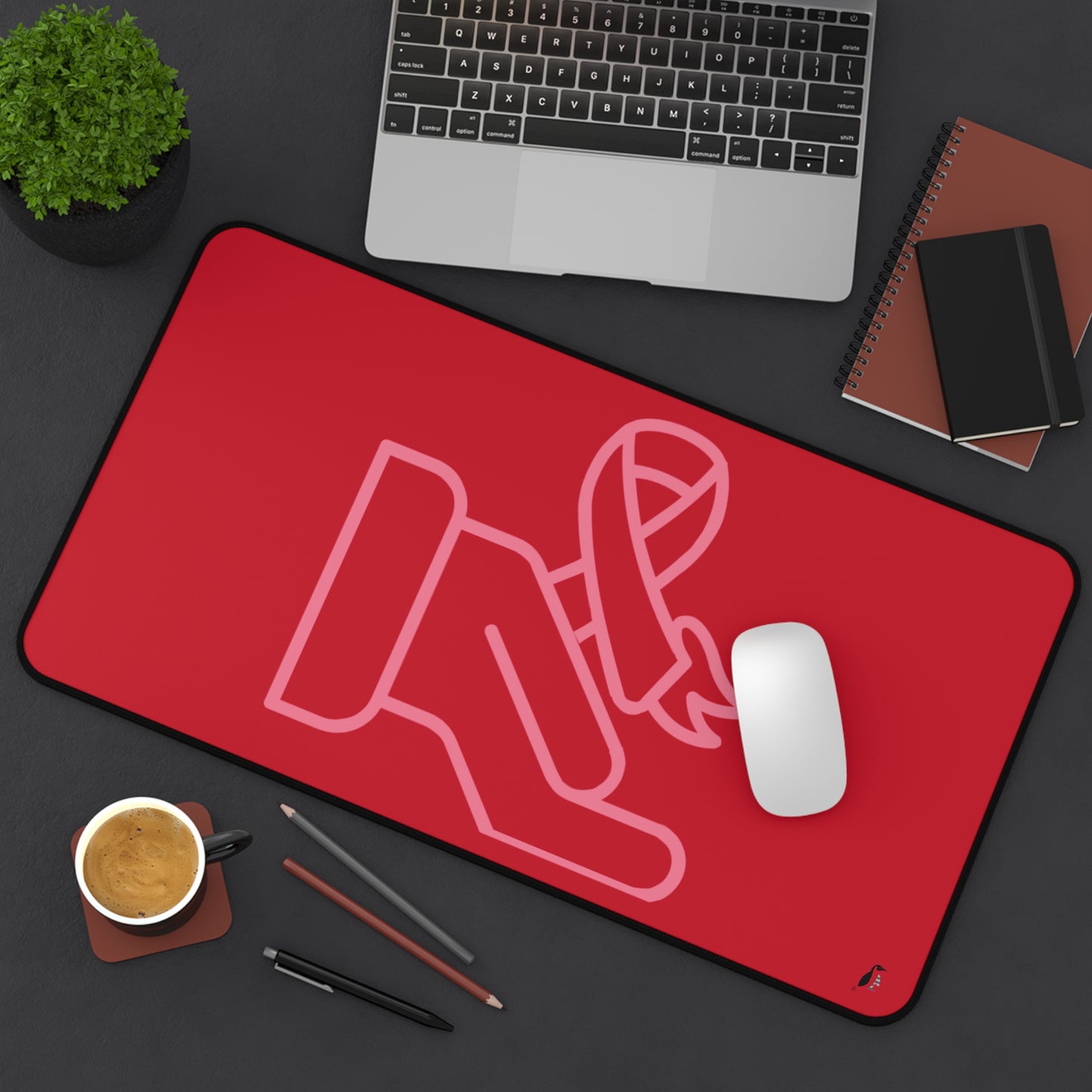 Desk Mat: Fight Cancer Dark Red