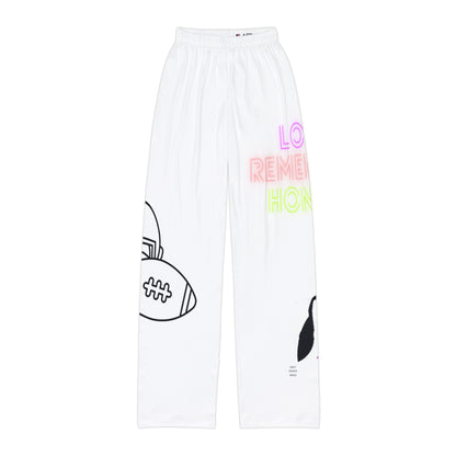 Kids Pajama Pants: Football White