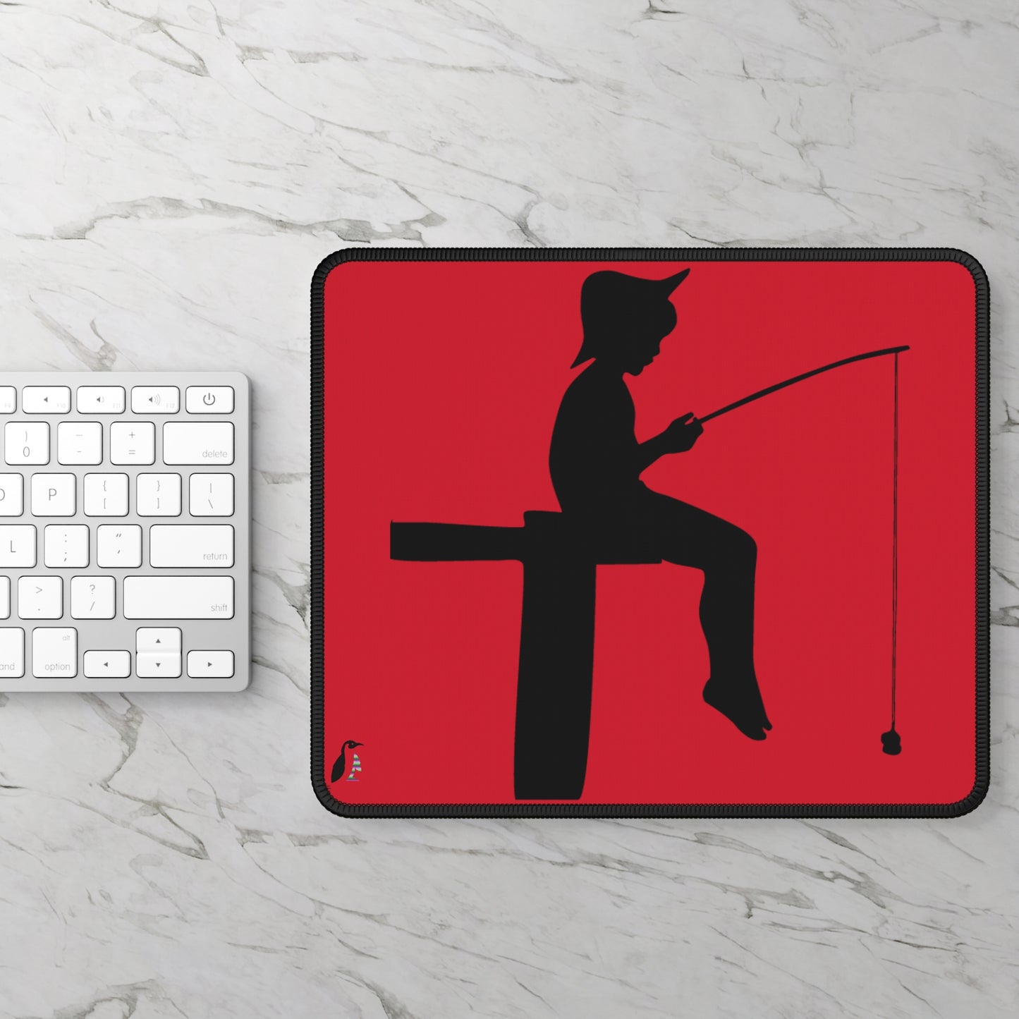 Gaming Mouse Pad: Fishing Dark Red