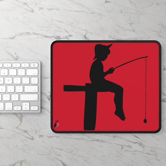 Gaming Mouse Pad: Fishing Dark Red