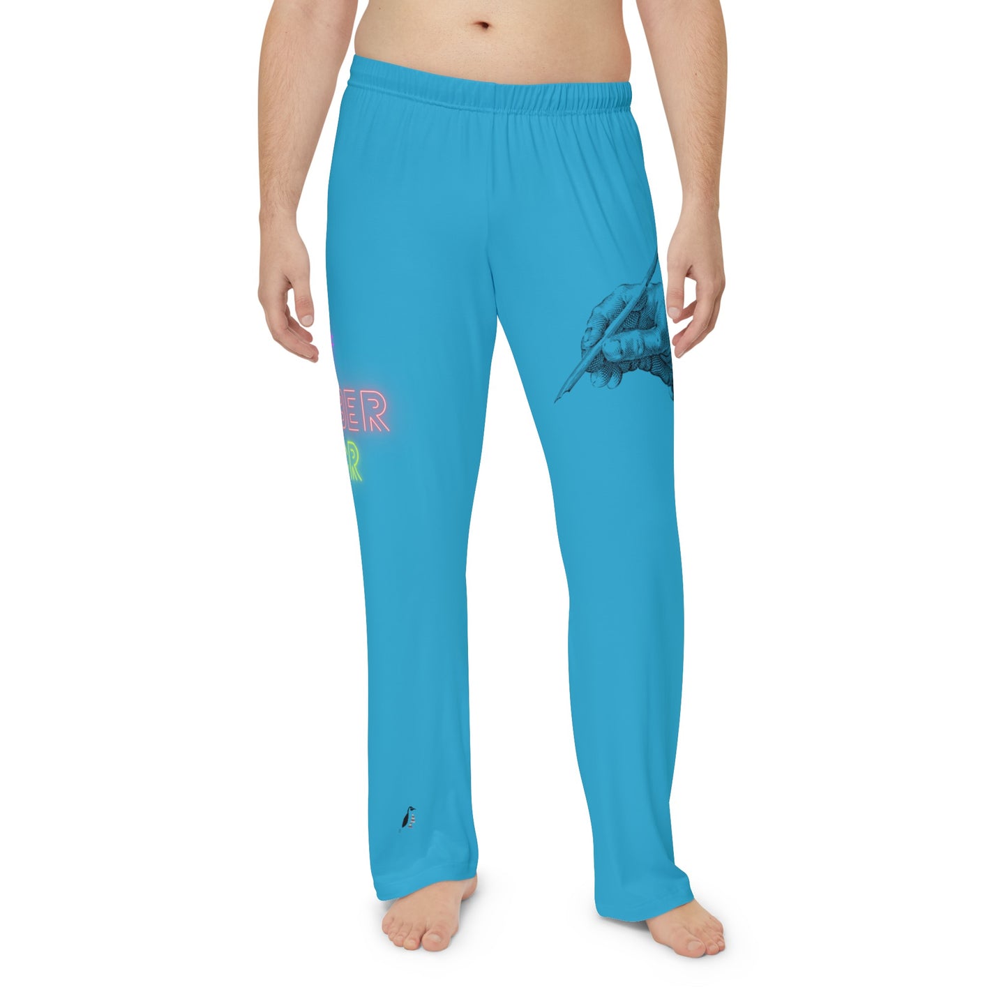 Men's Pajama Pants: Writing Turquoise