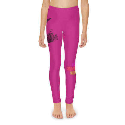 Youth Full-Length Leggings: Writing Pink