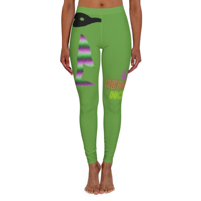 Women's Spandex Leggings: Crazy Penguin World Logo Green