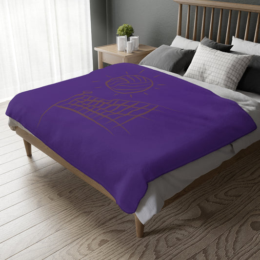 Velveteen Minky Blanket (Two-sided print): Volleyball Purple