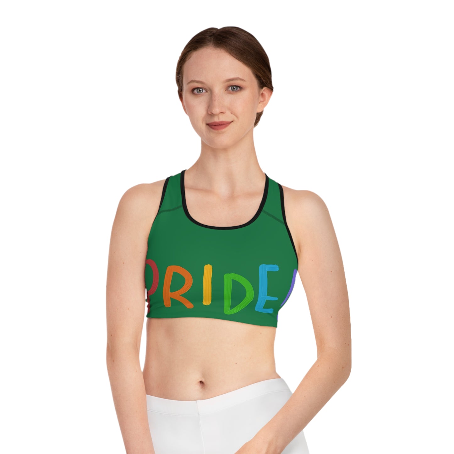 Sports Bra: LGBTQ Pride Dark Green