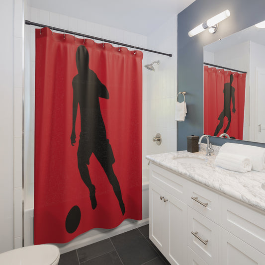 Shower Curtains: #1 Soccer Dark Red