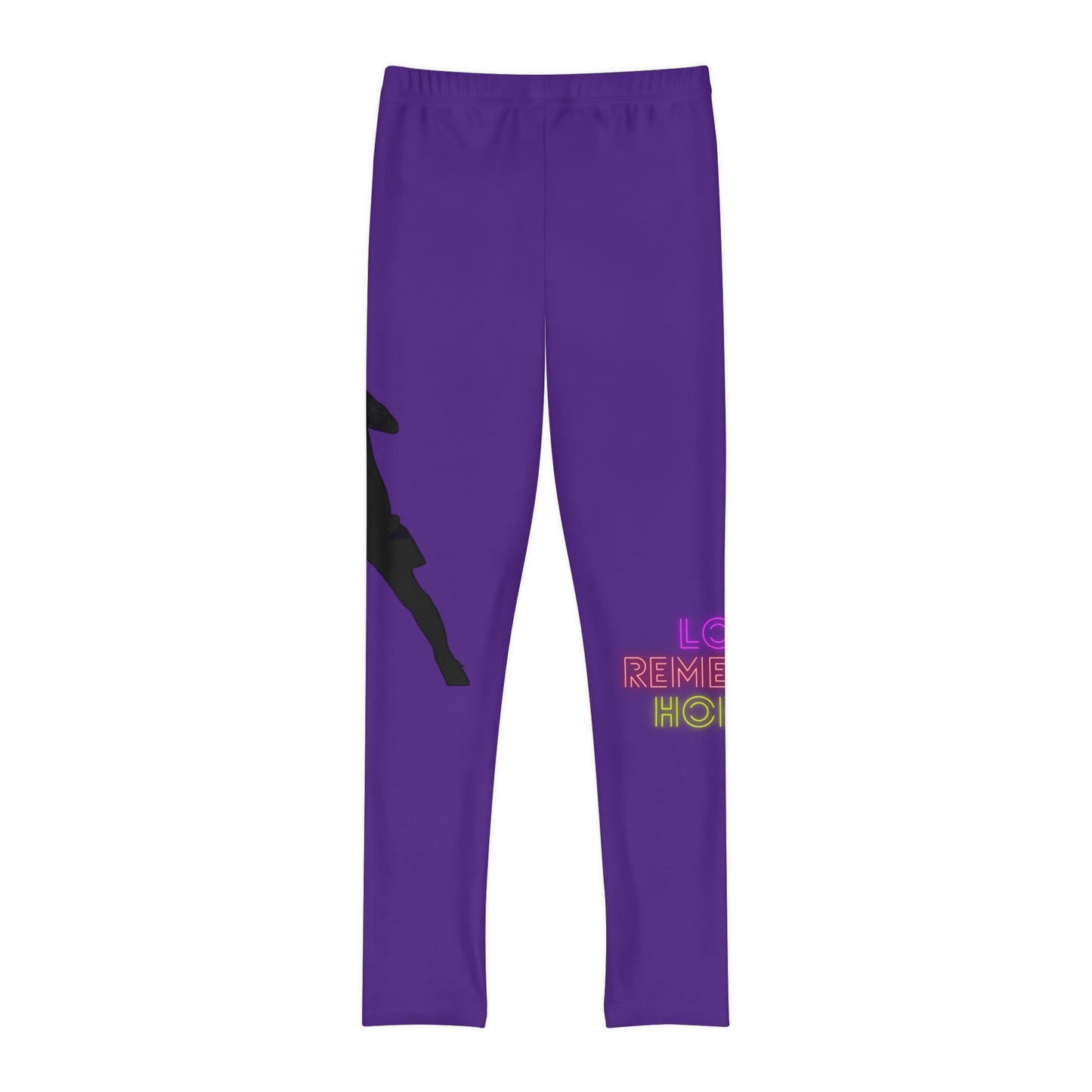 Youth Full-Length Leggings: Soccer Purple