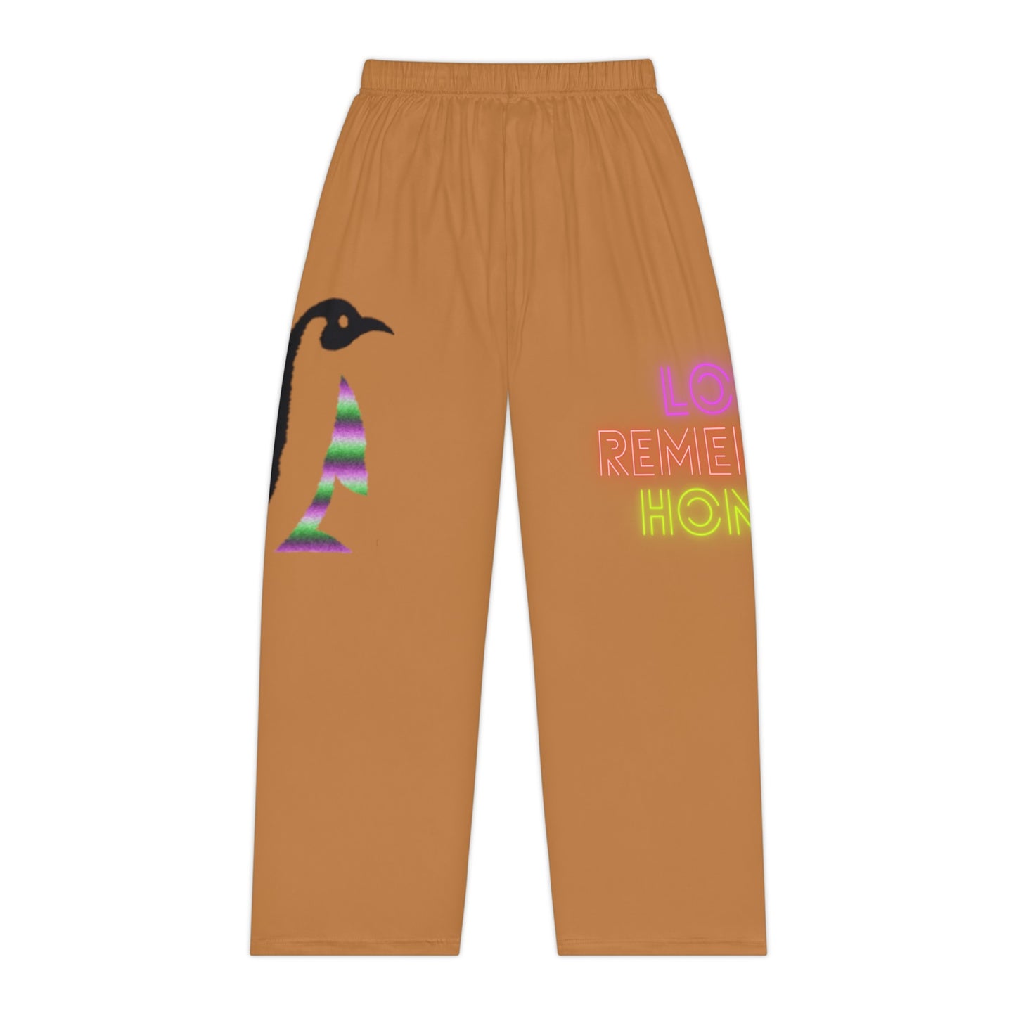 Women's Pajama Pants: Crazy Penguin World Logo Lite Brown