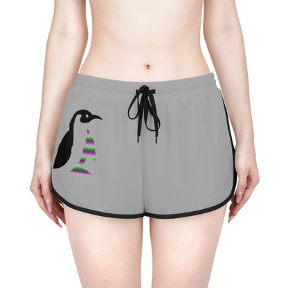 Women's Relaxed Shorts: Crazy Penguin World Logo Lite Grey