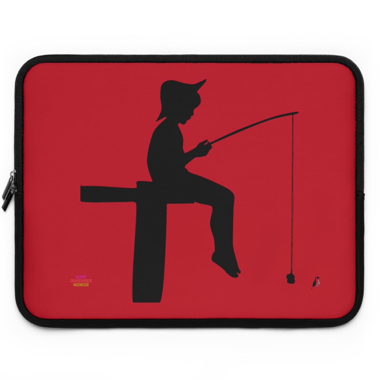 Laptop Sleeve: Fishing Dark Red