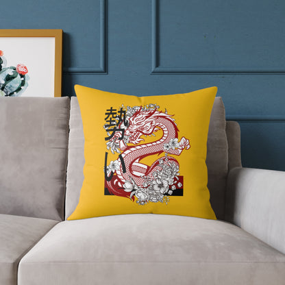 Spun Polyester Pillow: Dragons Yellow