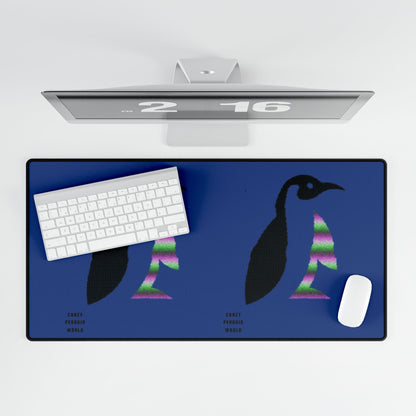 Desk Mats: Crazy Penguin World Logo Dark Blue