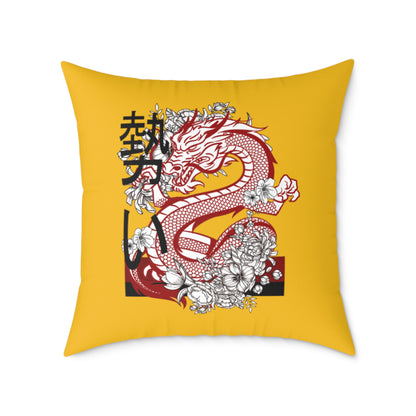 Spun Polyester Pillow: Dragons Yellow