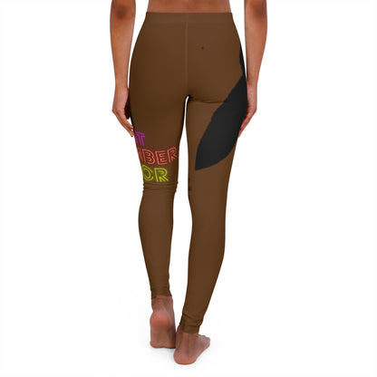 Women's Spandex Leggings: Crazy Penguin World Logo Brown