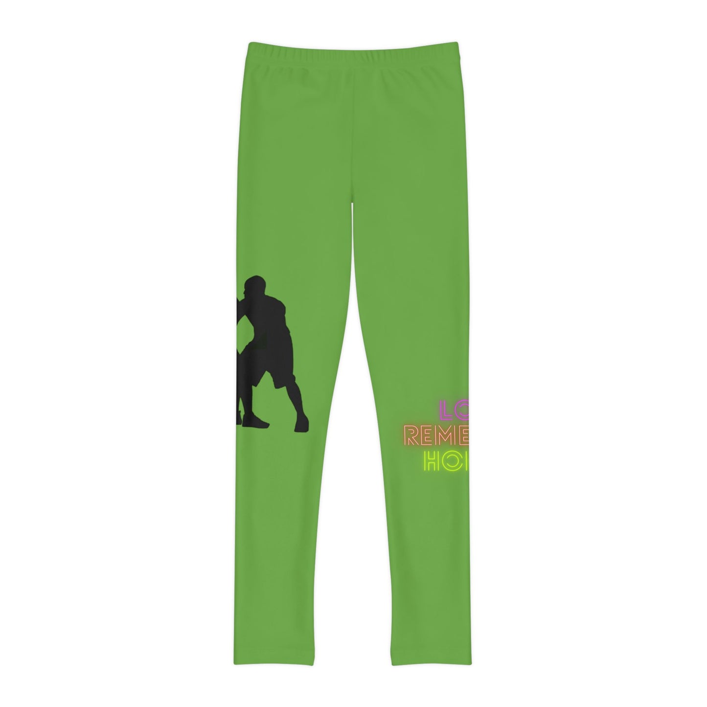 Youth Full-Length Leggings: Basketball Green