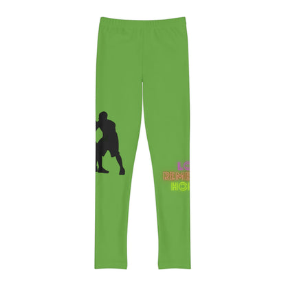 Youth Full-Length Leggings: Basketball Green