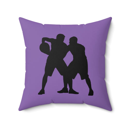 Spun Polyester Square Pillow: Basketball Lite Purple