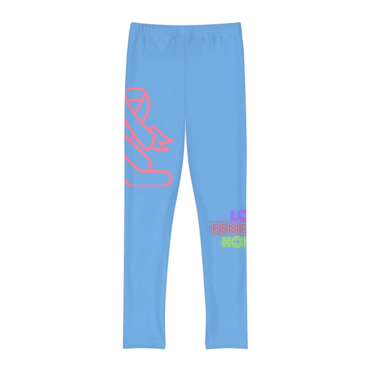 Youth Full-Length Leggings: Fight Cancer Lite Blue