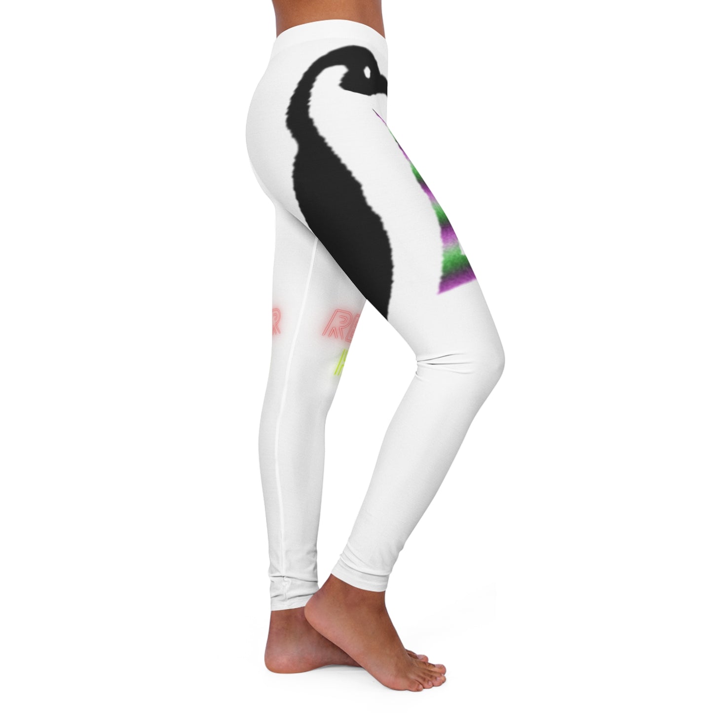 Women's Spandex Leggings: Crazy Penguin World Logo White