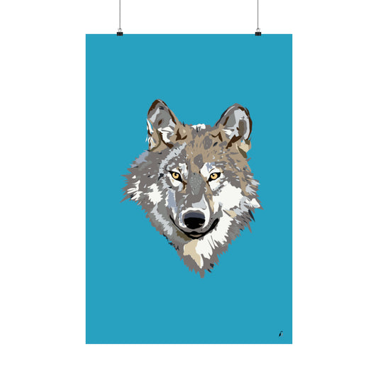 Premium Matte Vertical Posters: Wolves Turquoise