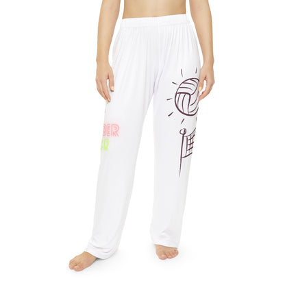 Pambabaeng Pajama Pantalon: Volleyball White 