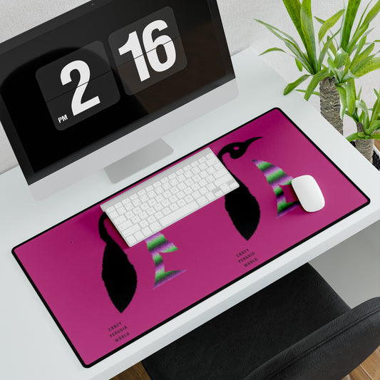 Desk Mats: Crazy Penguin World Logo Pink