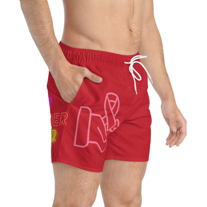 Swim Trunks: Fight Cancer Dark Red