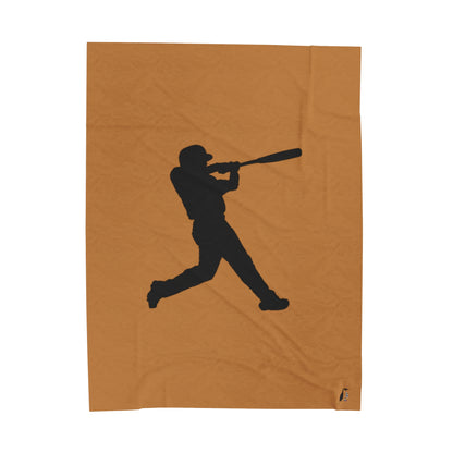 Velveteen Plush Blanket: Baseball Lite Brown