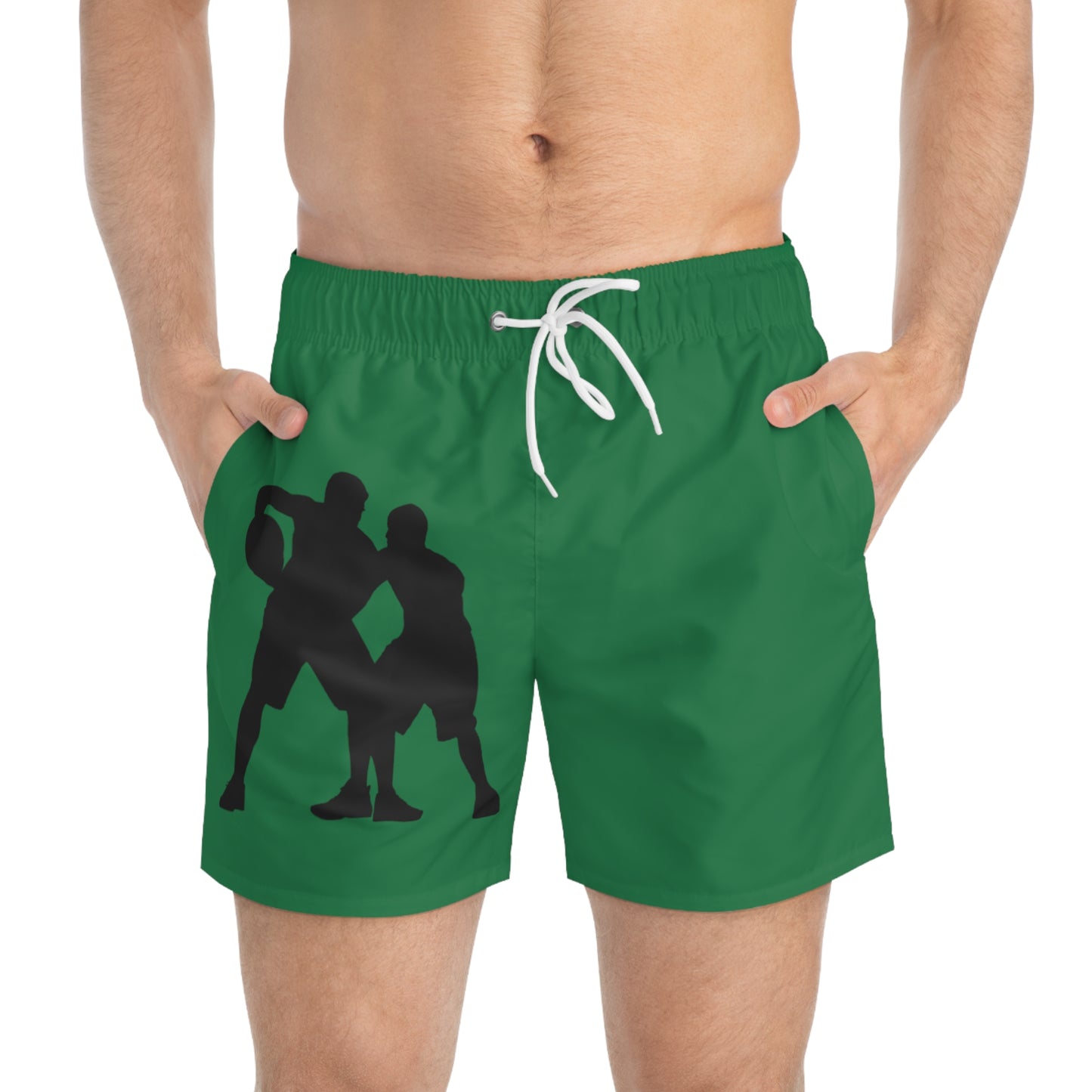 Swim Trunks: Basketball Dark Green