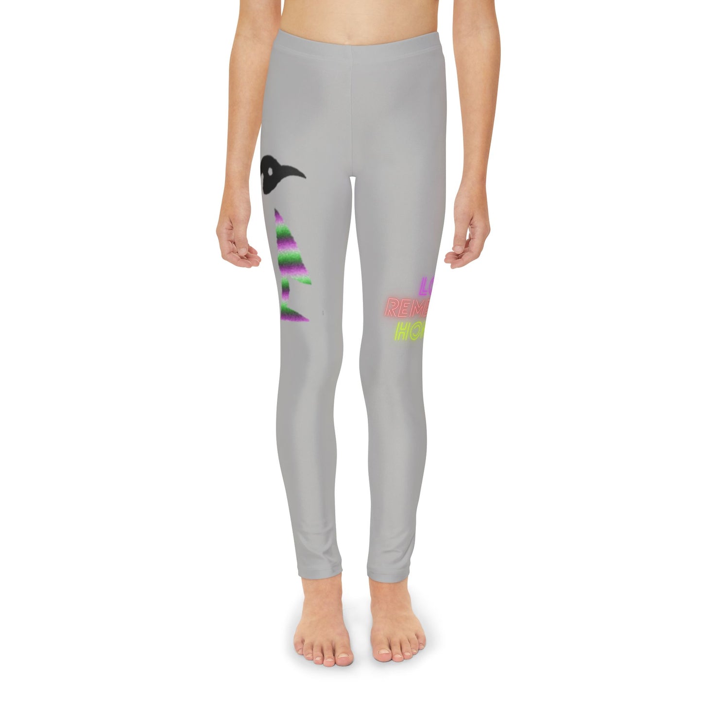 Youth Full-Length Leggings: Crazy Penguin World Logo Lite Grey