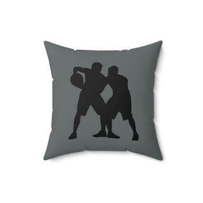 Spun Polyester Square Pillow: Basketball Dark Grey