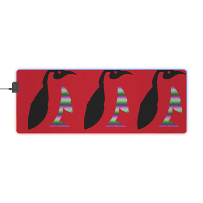 LED Gaming Mouse Pad: Crazy Penguin World Logo Dark Red