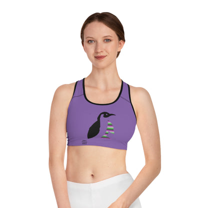 Sports Bra: Crazy Penguin World Logo Lite Purple