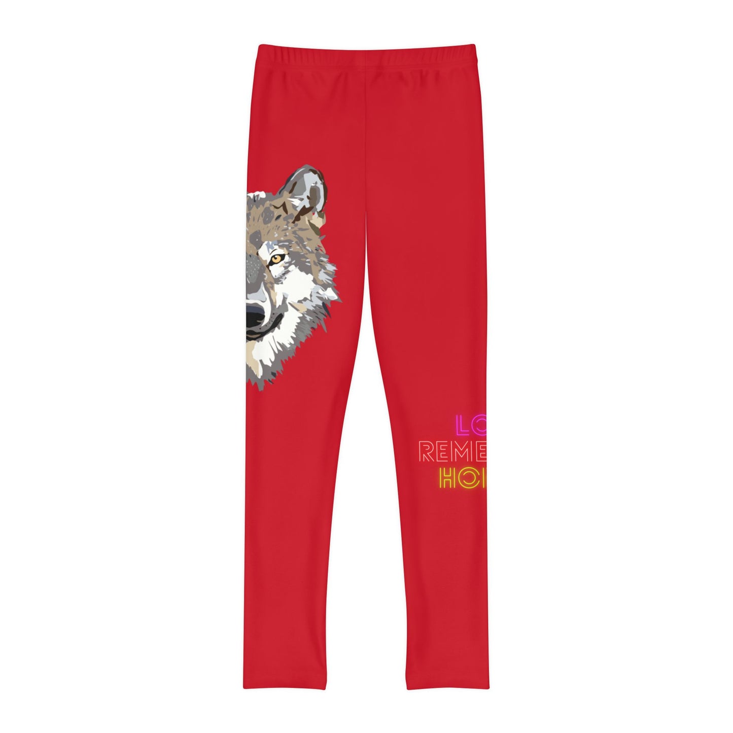 Youth Full-Length Leggings: Wolves Dark Red