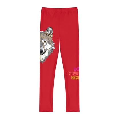 Youth Full-Length Leggings: Wolves Dark Red