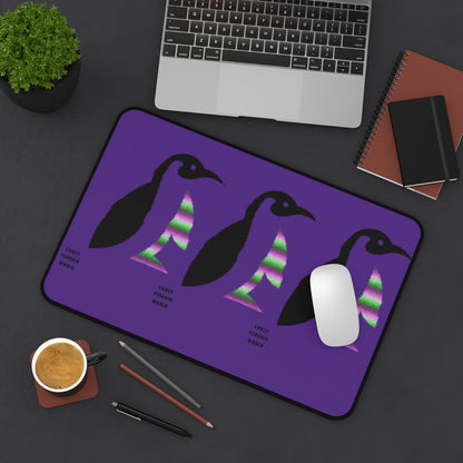 Desk Mat: Crazy Penguin World Logo Purple