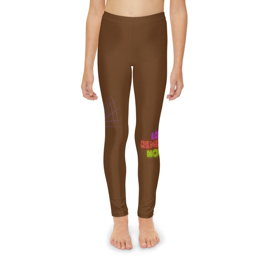 Youth Full-Length Leggings: Volleyball Brown