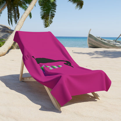 Beach Towel: Crazy Penguin World Logo Pink