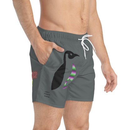 Swim Trunks: Crazy Penguin World Logo Dark Grey