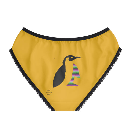 Women's Briefs: Crazy Penguin World Logo Yellow