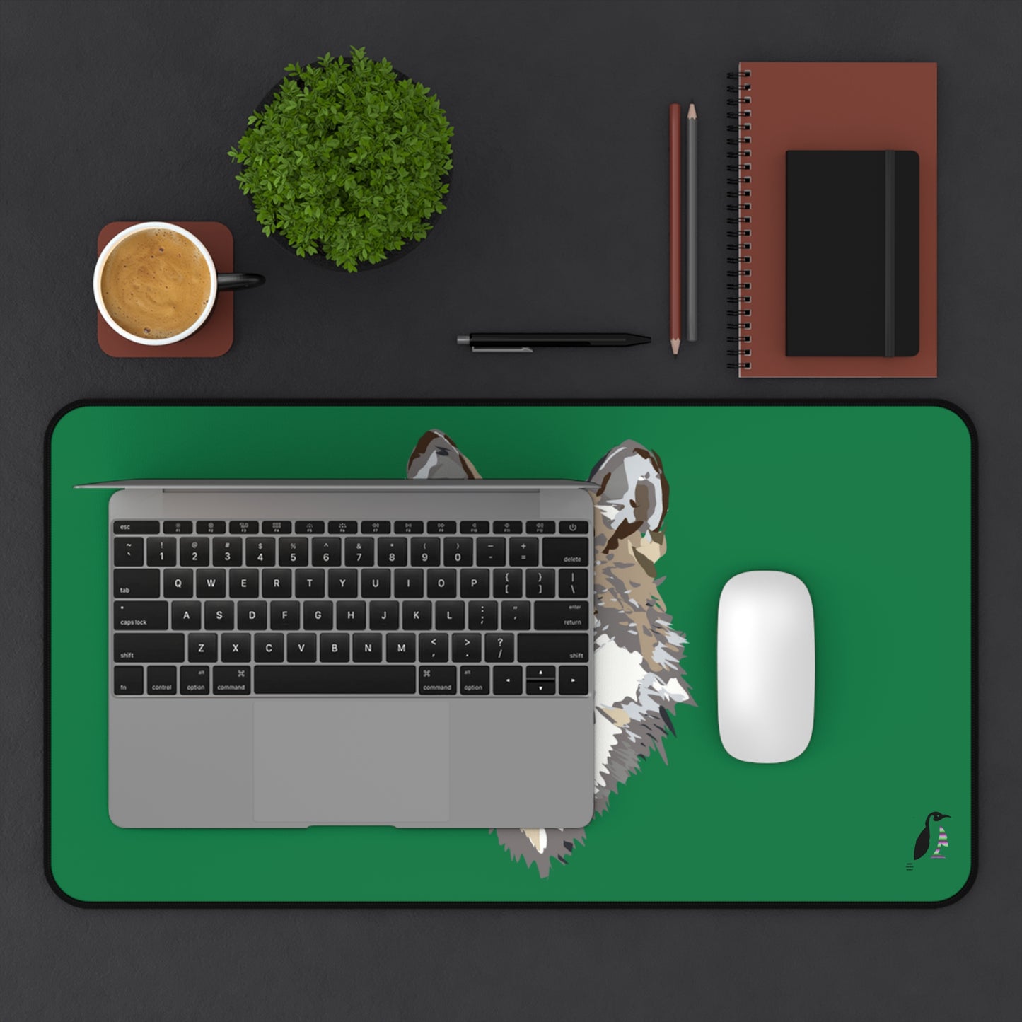 Desk Mat: Wolves Dark Green