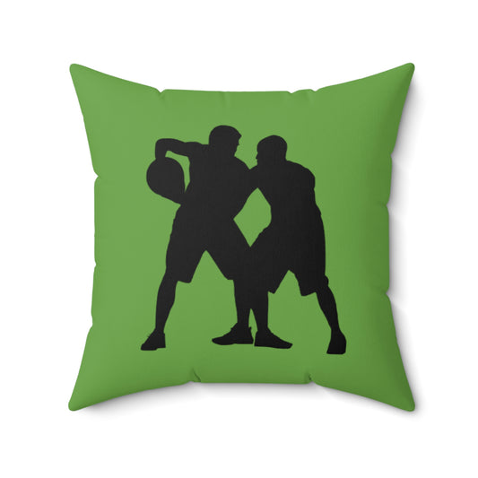 Spun Polyester Square Pillow: Basketball Green